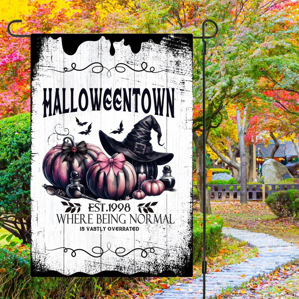 Garden Flag, Halloween Town, Pumpkins, Witches Brew Halloween Drink