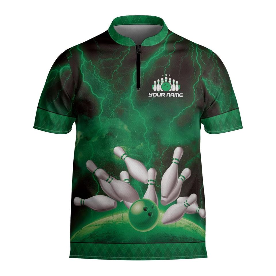 Personalized Bowling Jersey Shirt Custom Bowling Shirt Team Funny Gift For Bowler Player Short Sleeve Button Down Bowling Jersey Gift