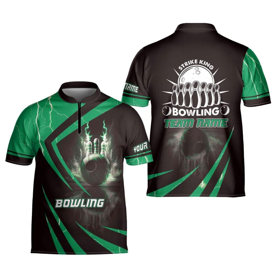 Personalized Bowling Jersey Shirt Custom Bowling Shirt Team Funny Gift For Bowler Player Short Sleeve Button Down Bowling Jersey Gift