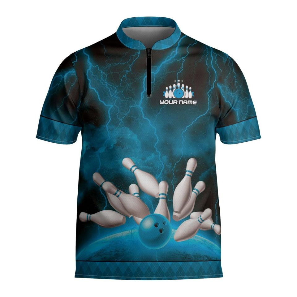 Personalized Bowling Jersey Shirt Custom Bowling Shirt Team Funny Gift For Bowler Player Short Sleeve Button Down Bowling Jersey Gift