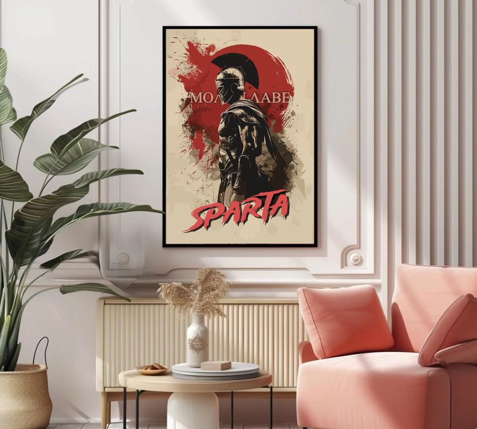 Spartan Warrior Poster Molon Labe Ancient Greece Art Vertical Poster
