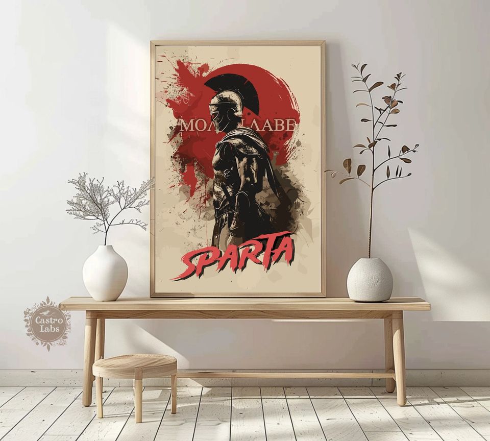Spartan Warrior Poster Molon Labe Ancient Greece Art Vertical Poster