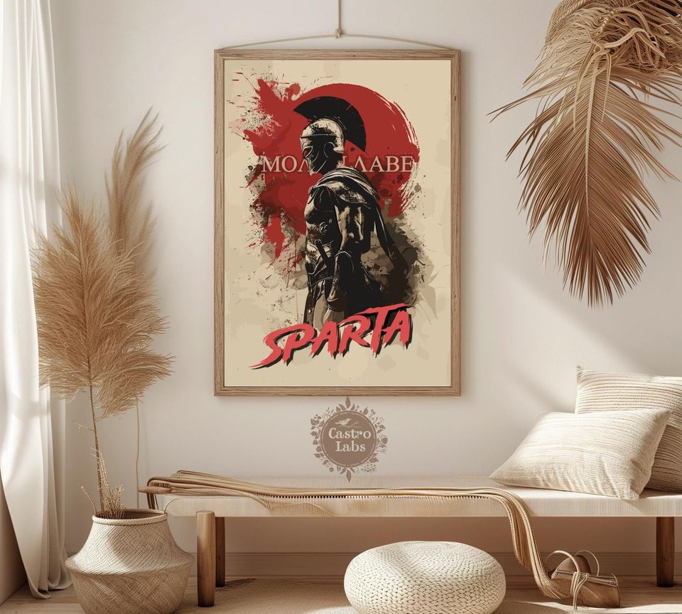 Spartan Warrior Poster Molon Labe Ancient Greece Art Vertical Poster