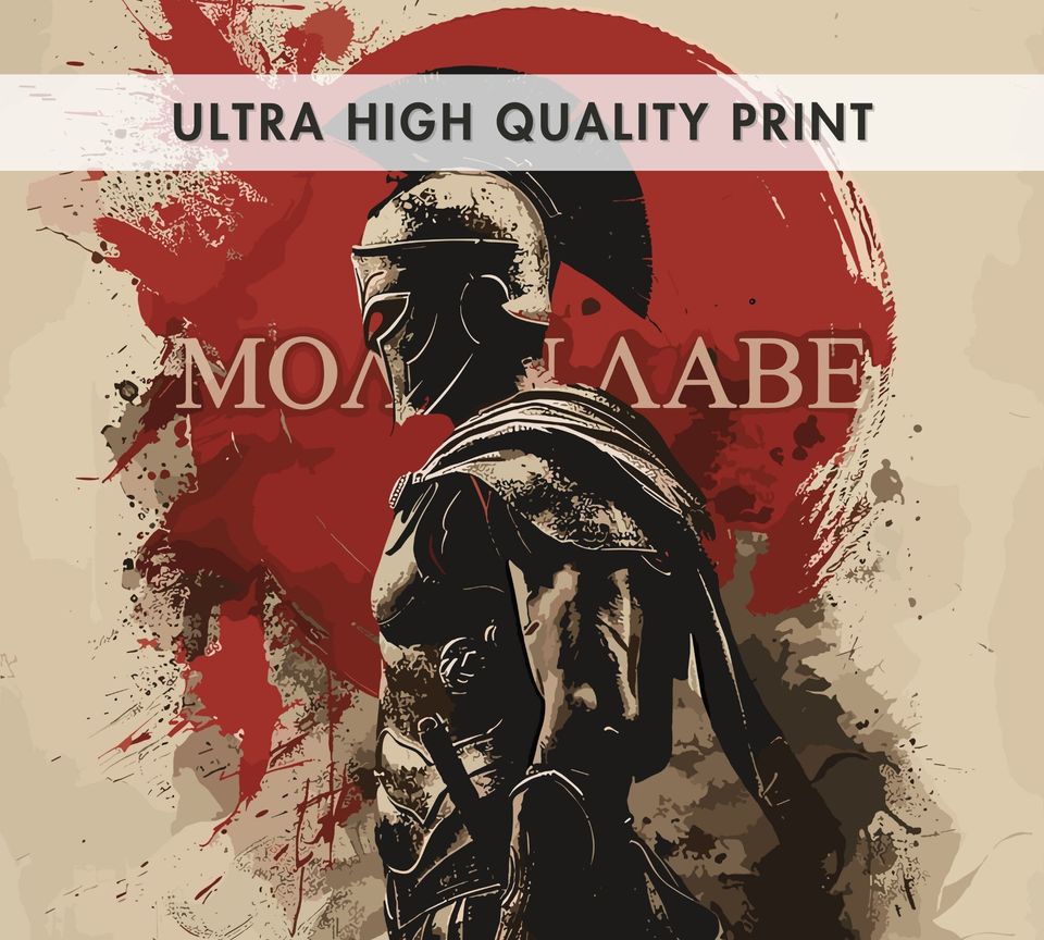 Spartan Warrior Poster Molon Labe Ancient Greece Art Vertical Poster
