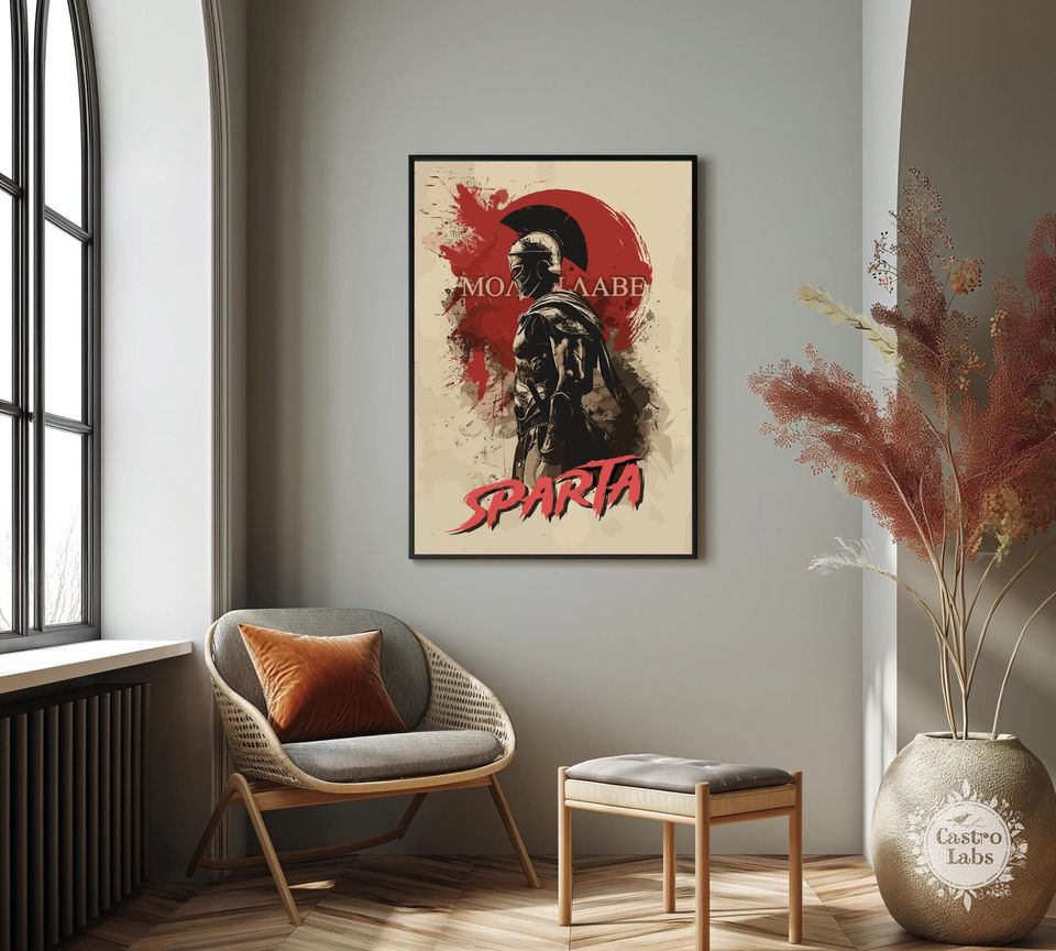 Spartan Warrior Poster Molon Labe Ancient Greece Art Vertical Poster