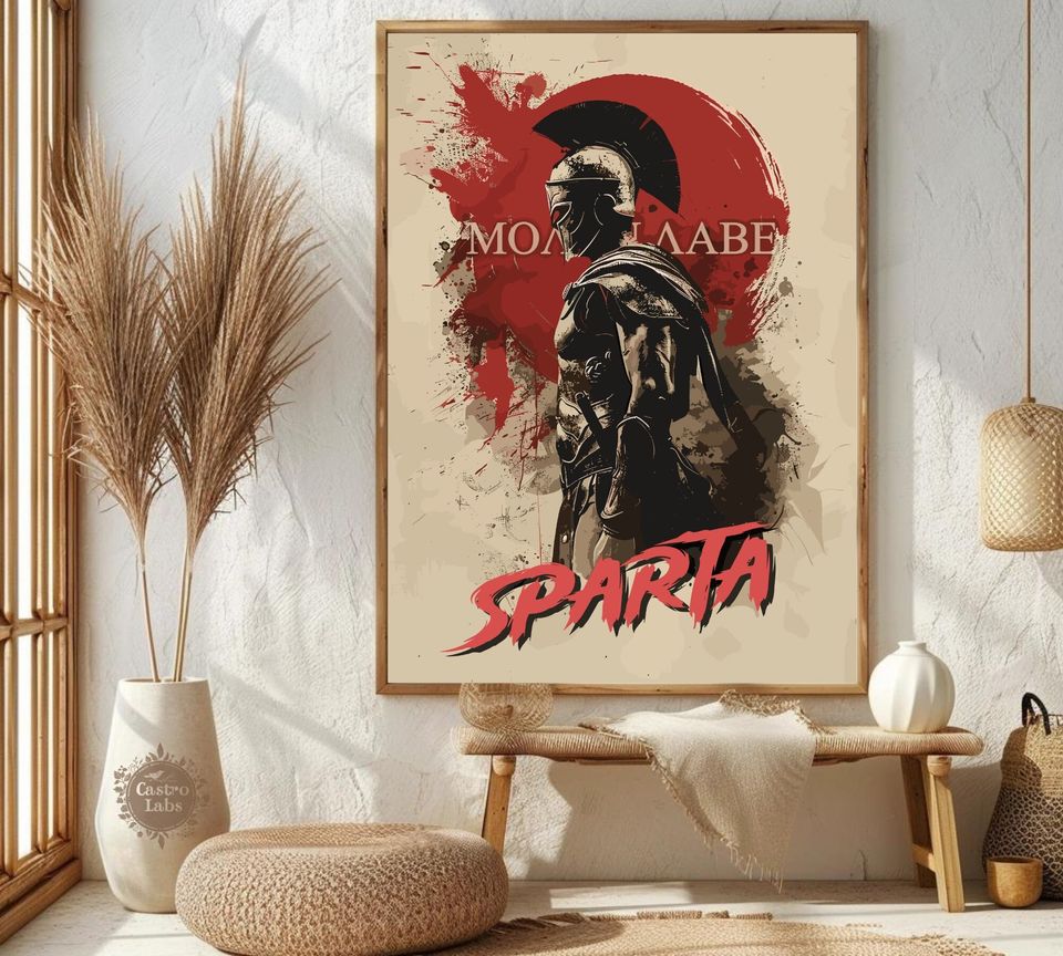 Spartan Warrior Poster Molon Labe Ancient Greece Art Vertical Poster