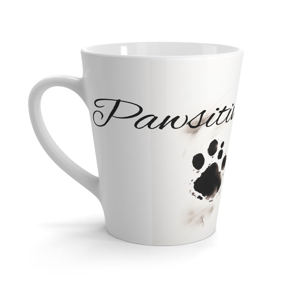 Pawsitive Thoughts Latte Mug - Adorable Paw Print Design for Pet Lovers