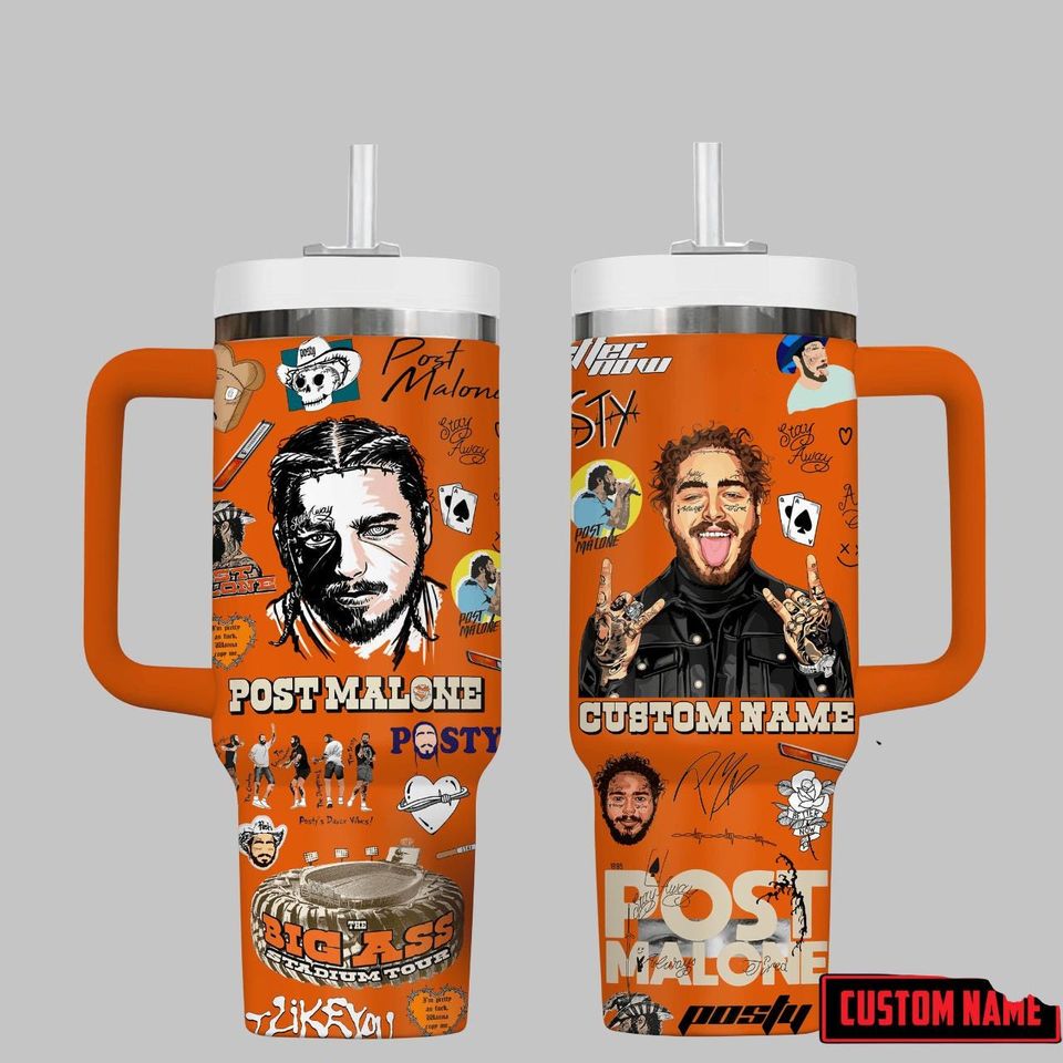 Custom Post Malone Jelly Roll Concert Tumbler 40oz with Handle