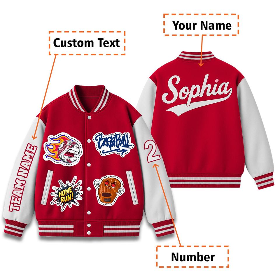 Personalized Varsity Baseball Jacket: Custom Name, Team, Number