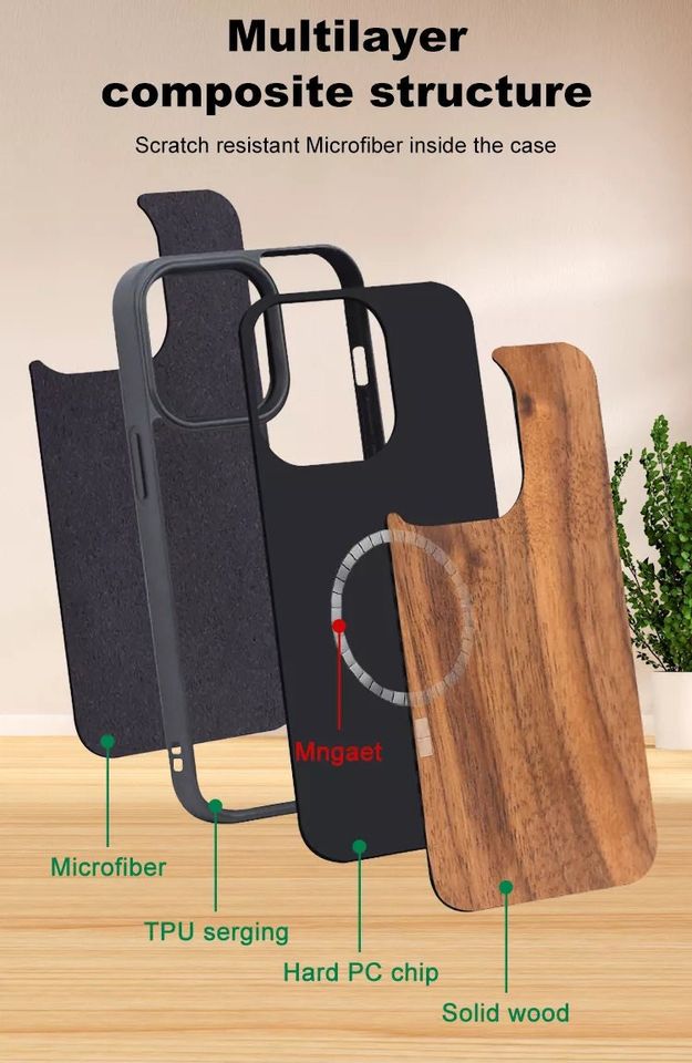 OTTOPRO Premium Cherry Wood Case -   Tempered Glass