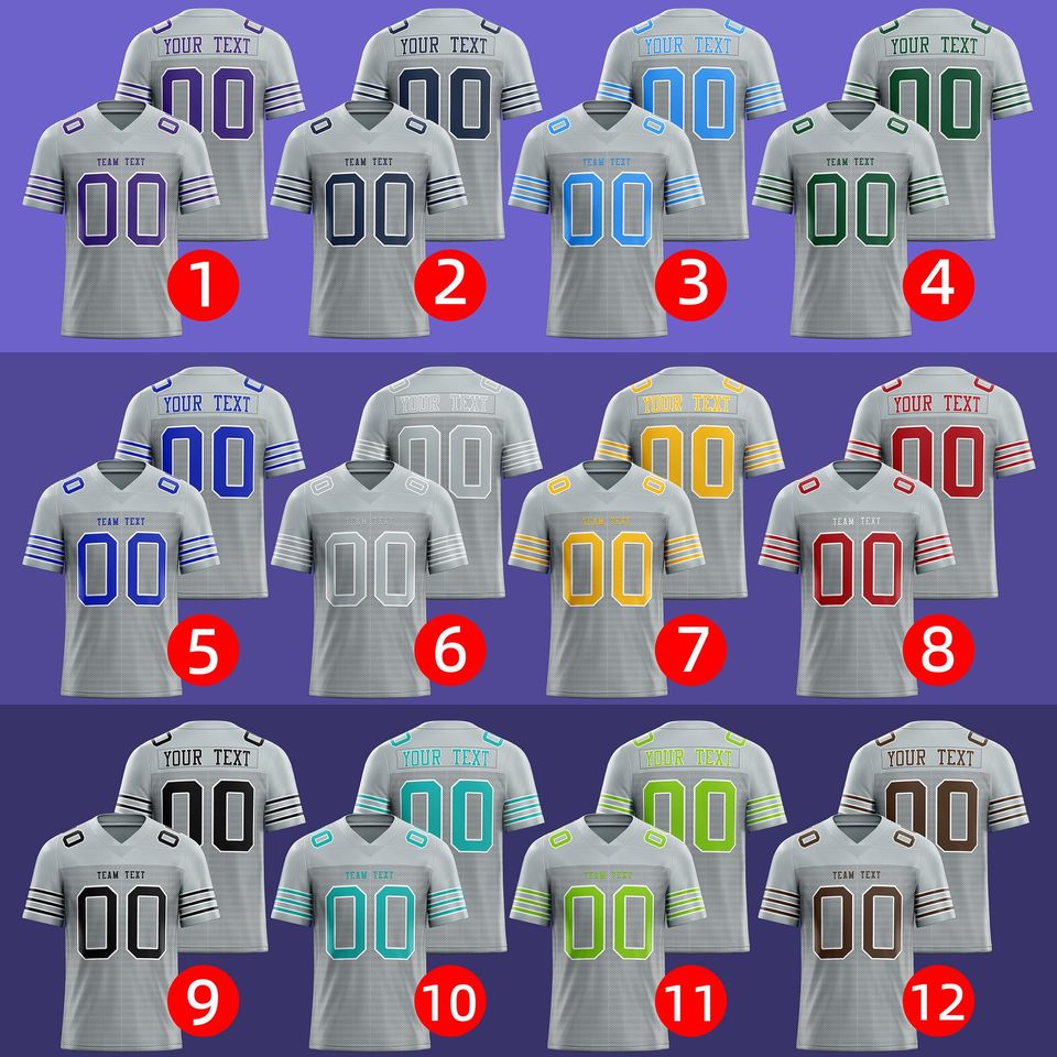 Custom Grey Rugby Jersey with Triple Thin Stripes | Personalized Embroidery | Add Team Name, Number & Player Name | Subtle Style  Embroidery