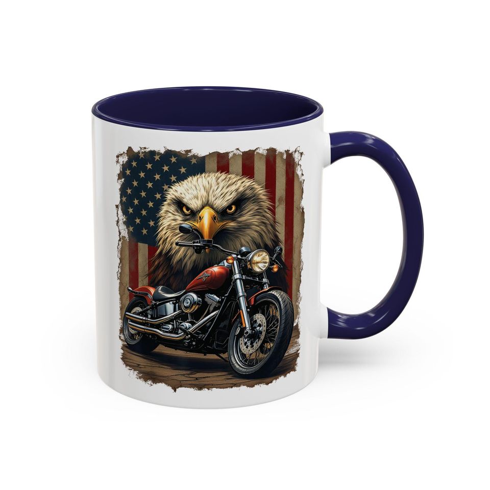 Bald Eagle Motorcycle Mug | Accent Coffee Mug
