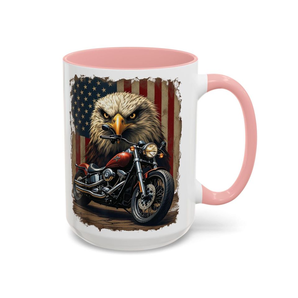 Bald Eagle Motorcycle Mug | Accent Coffee Mug