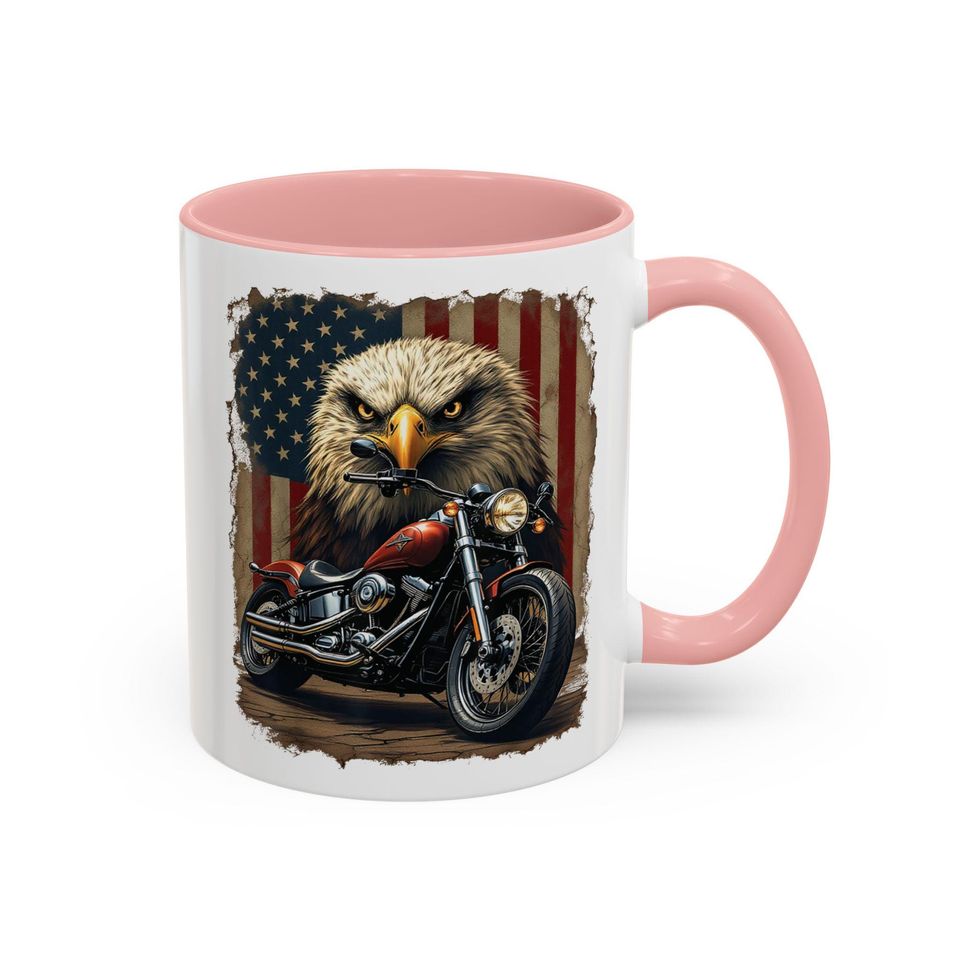 Bald Eagle Motorcycle Mug | Accent Coffee Mug