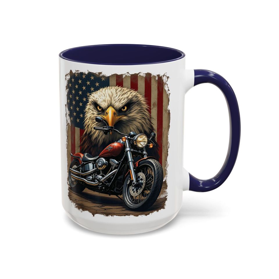 Bald Eagle Motorcycle Mug | Accent Coffee Mug