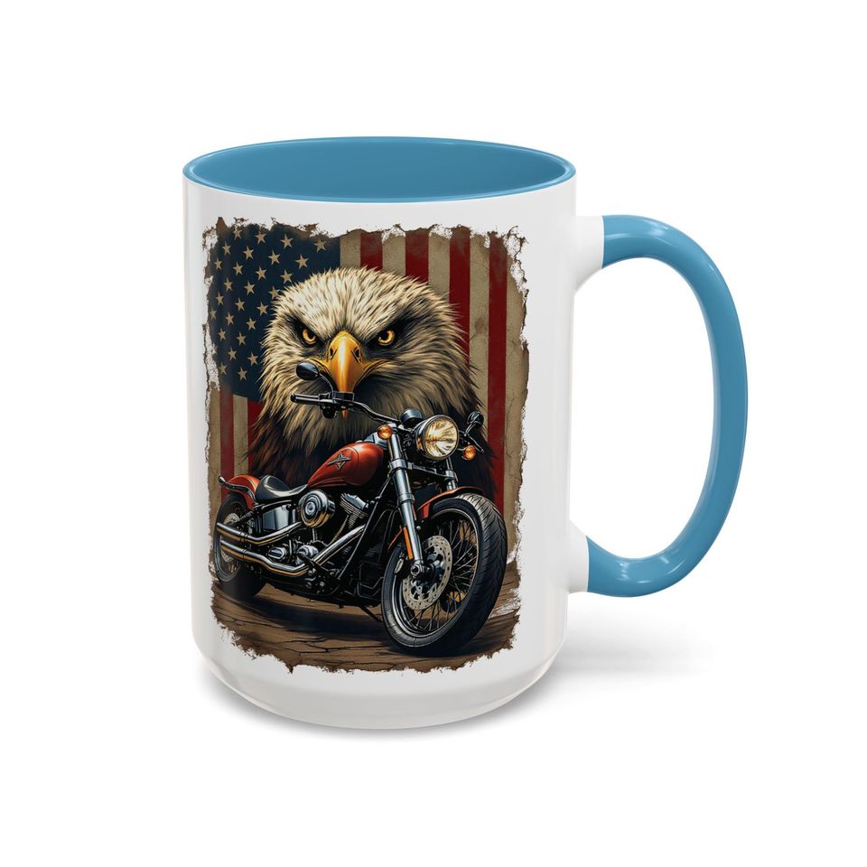 Bald Eagle Motorcycle Mug | Accent Coffee Mug
