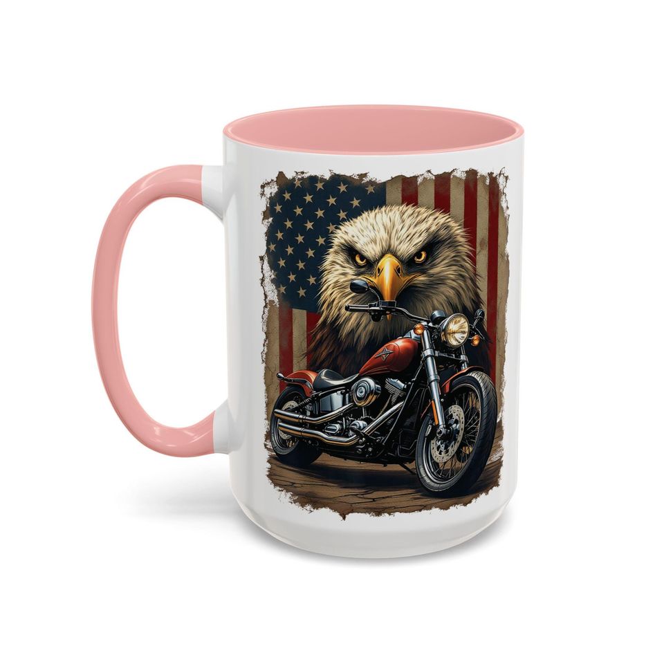 Bald Eagle Motorcycle Mug | Accent Coffee Mug