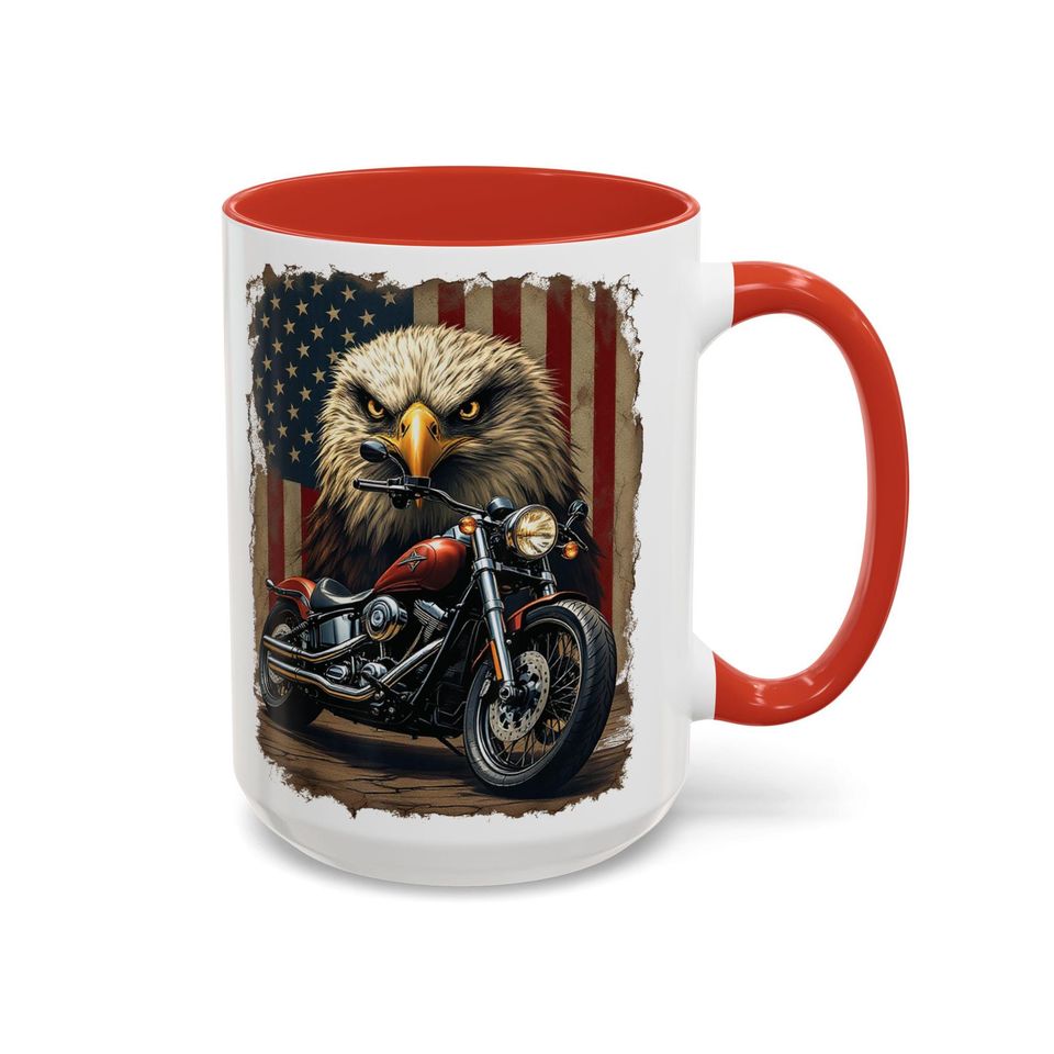 Bald Eagle Motorcycle Mug | Accent Coffee Mug