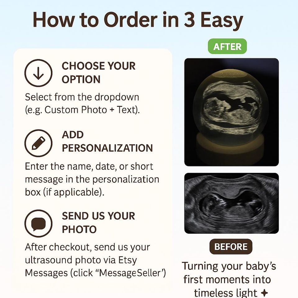 Personalized 3D Baby Ultrasound Crystal Lamp  Custom Engraved Sonogram Night Light with Base, Unique Pregnancy Keepsake and Nursery Decor
