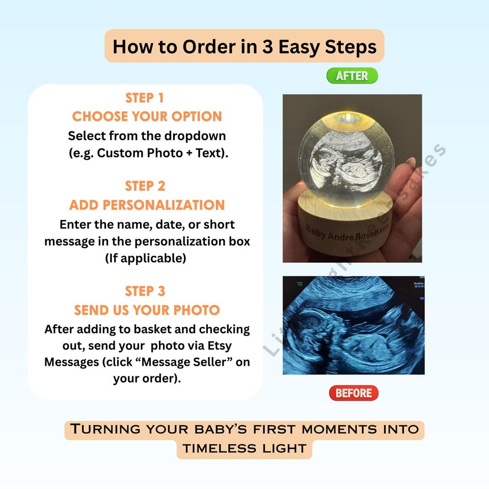 Custom Crystal Ultrasound Lamp: 3D Baby Sonogram Night Light