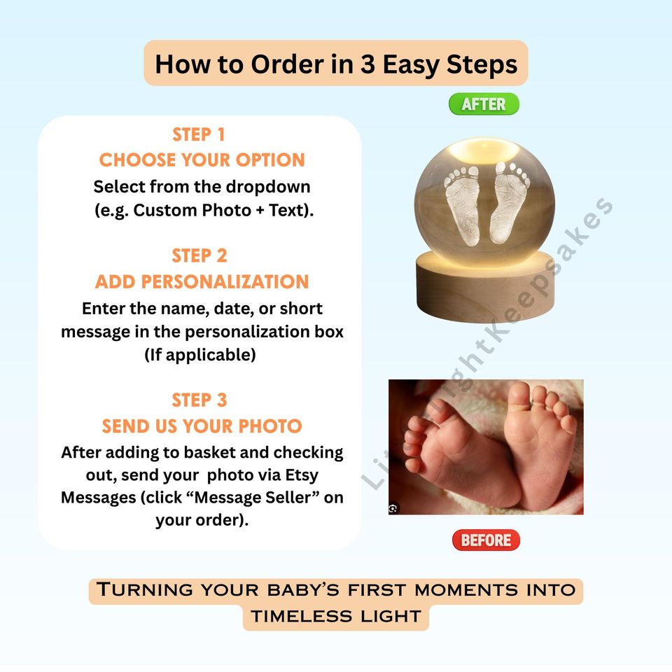 Custom Baby Feet Crystal Lamp: Personalized Sonogram Keepsake