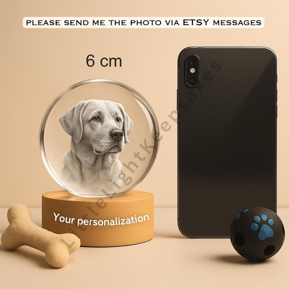 Personalized Pet Portrait Crystal Lamp: Custom Engraved Keepsake