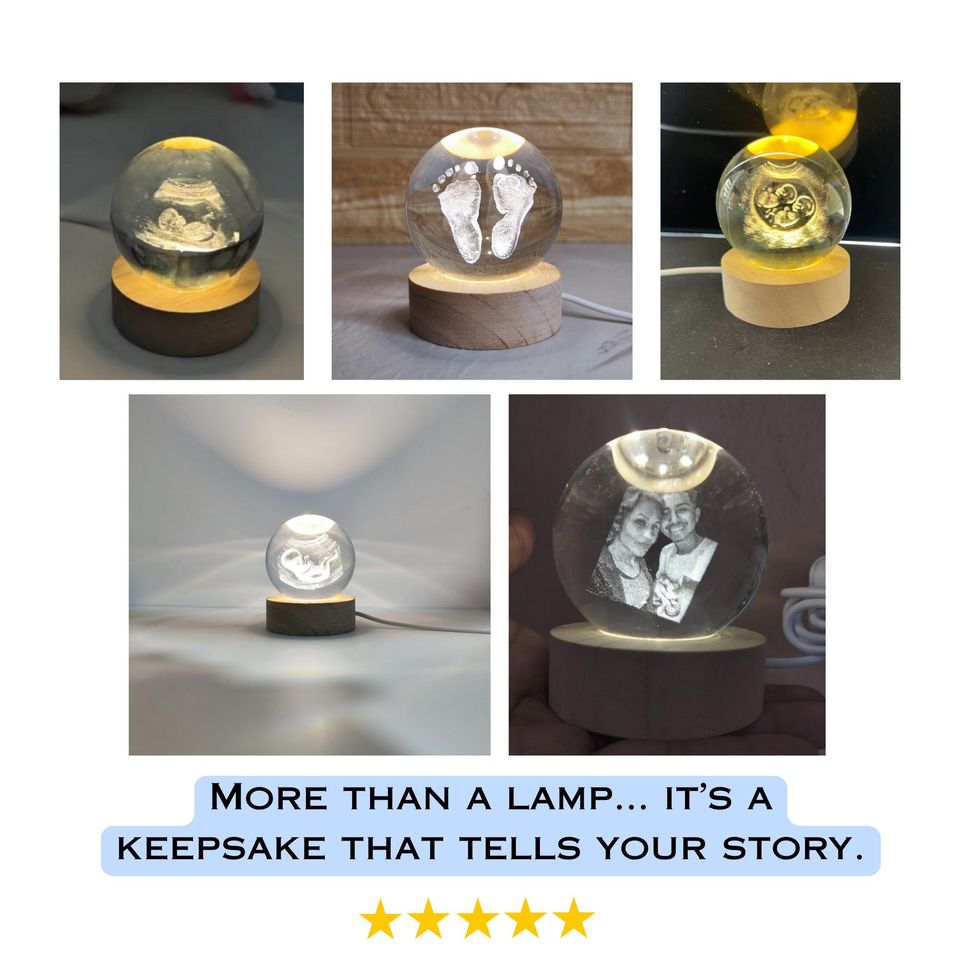 Custom Baby Feet Crystal Lamp: Personalized Sonogram Keepsake