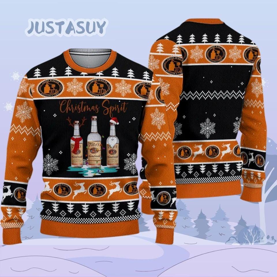 Titos Vodka Ugly Christmas Sweater, Austin Texas Christmas Sweater Funny