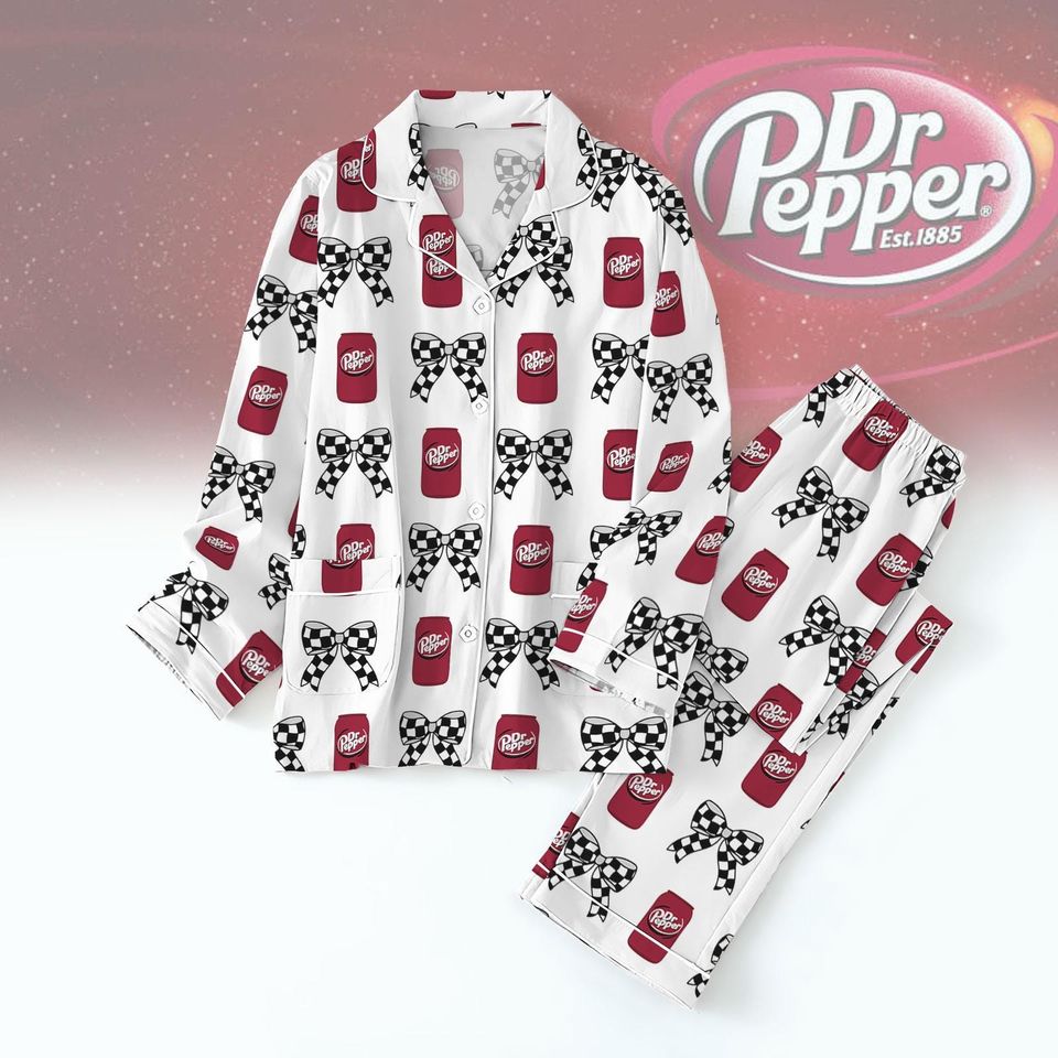 Dr Pepper Coquette Bow Pajamas Set, Diet Dr Pepper Pajamas , Drinking Womens Pajamas
