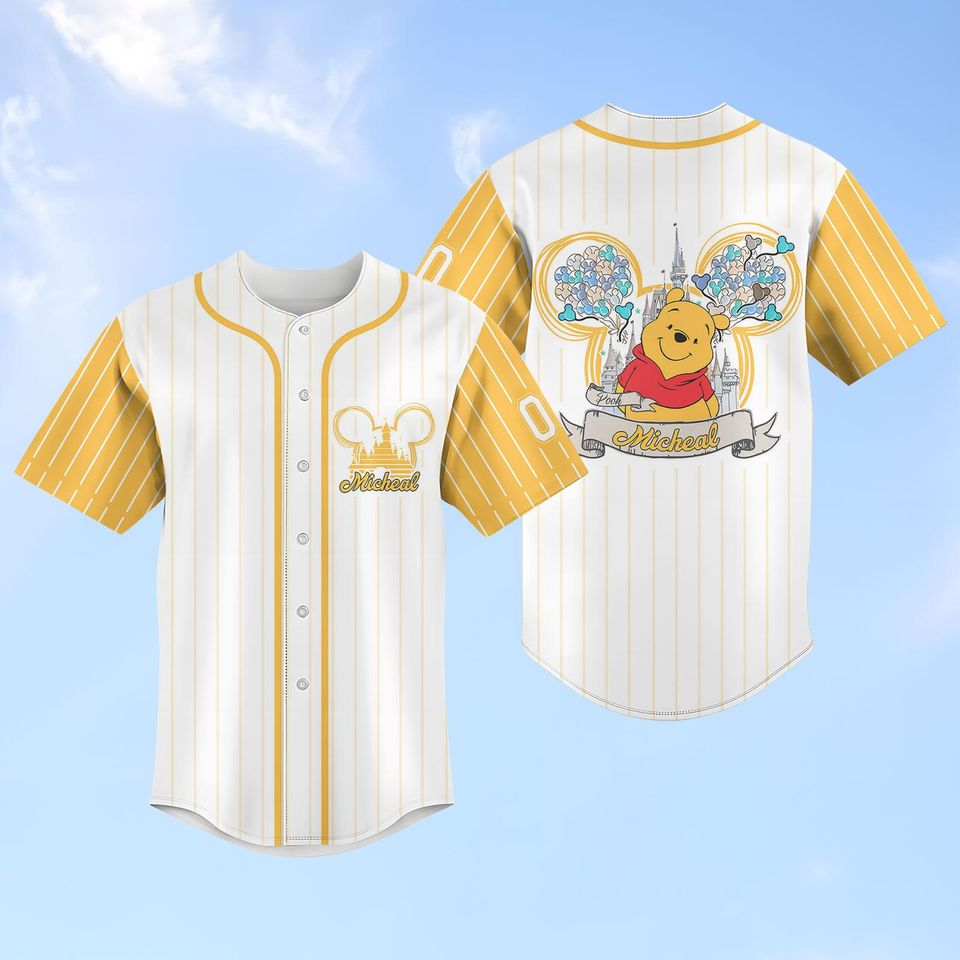 Personalized Winnie The Pooh Baseball Jersey, Custom Disney Shirt