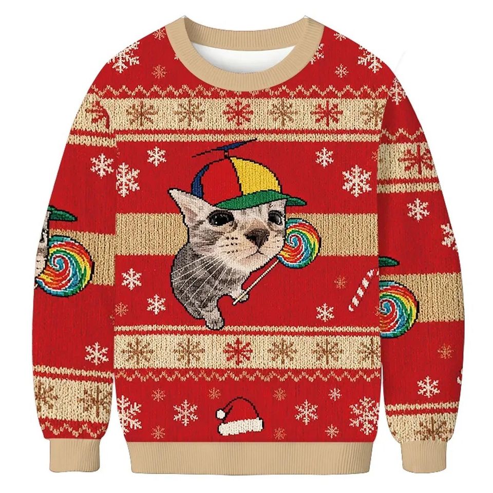 Cat Meme Christmas Ugly Sweater, Cat Holiday Sweater, Xmas Gift