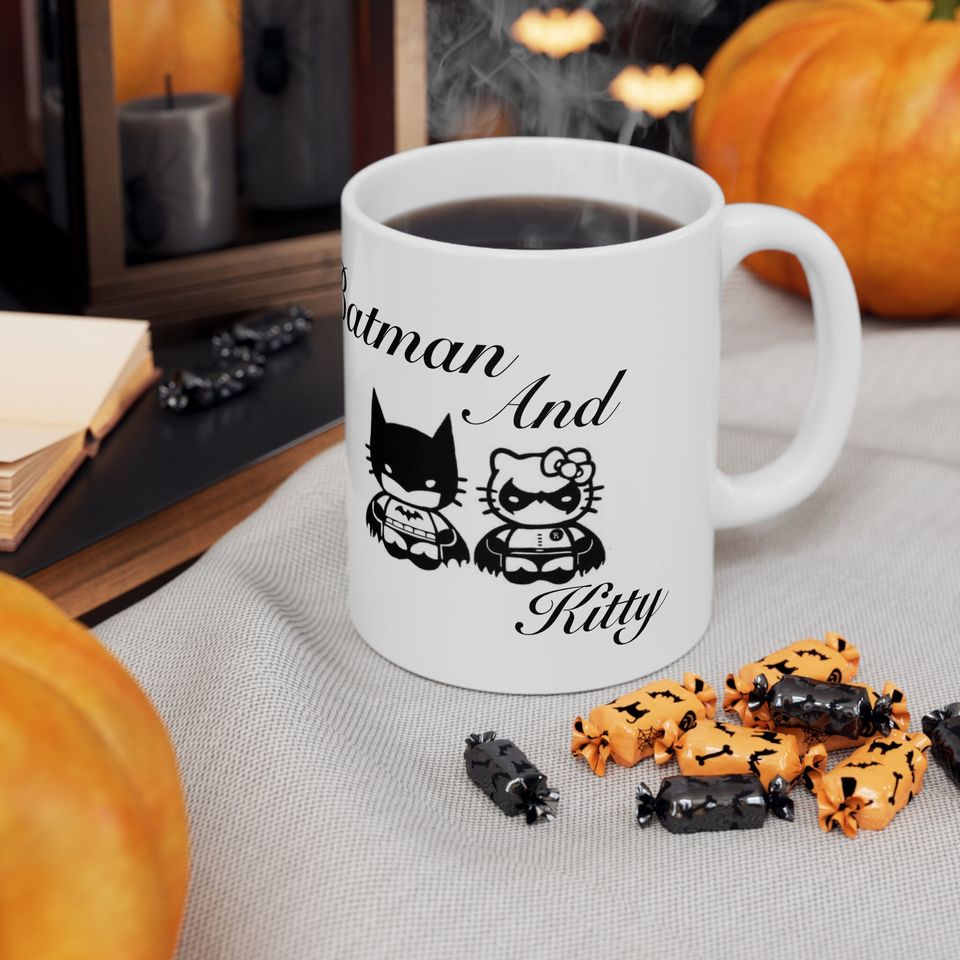 His and Hers Batman And Hello Kitty Mug