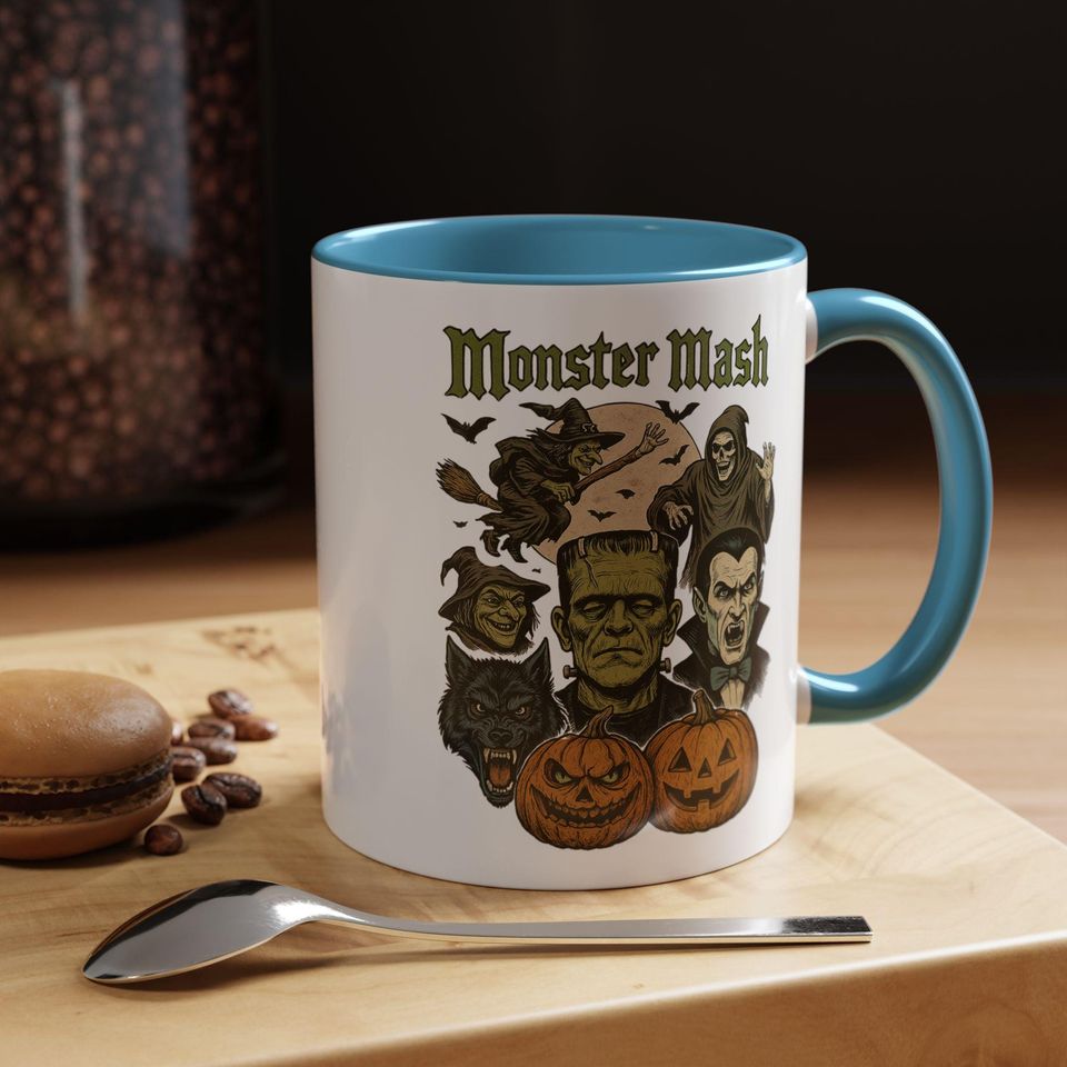 Monster Mash Retro Halloween Mug, Retro Witch, Monsters For Halloween, Spooky Mug