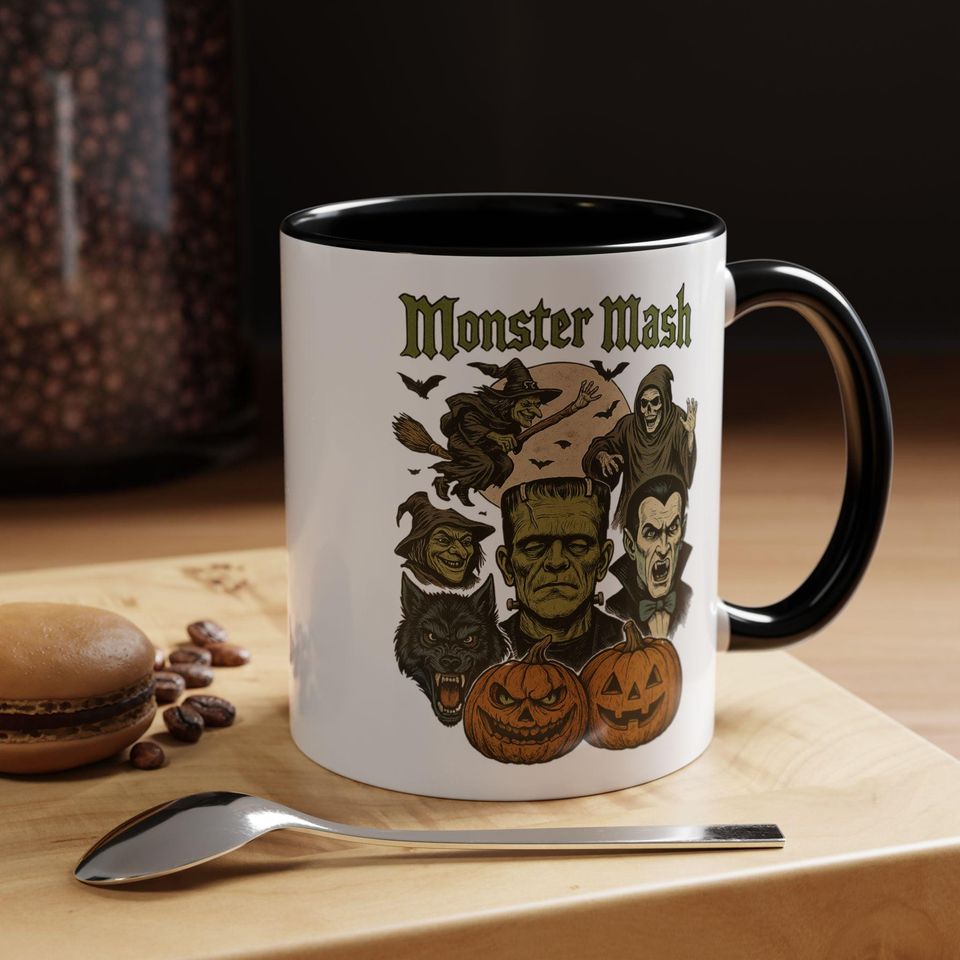 Monster Mash Retro Halloween Mug, Retro Witch, Monsters For Halloween, Spooky Mug