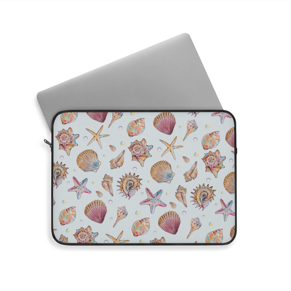 Seashell Laptop Sleeve, Coastal Chic Design for Beach Lovers, MacBook Sleeve, Cute Bag
