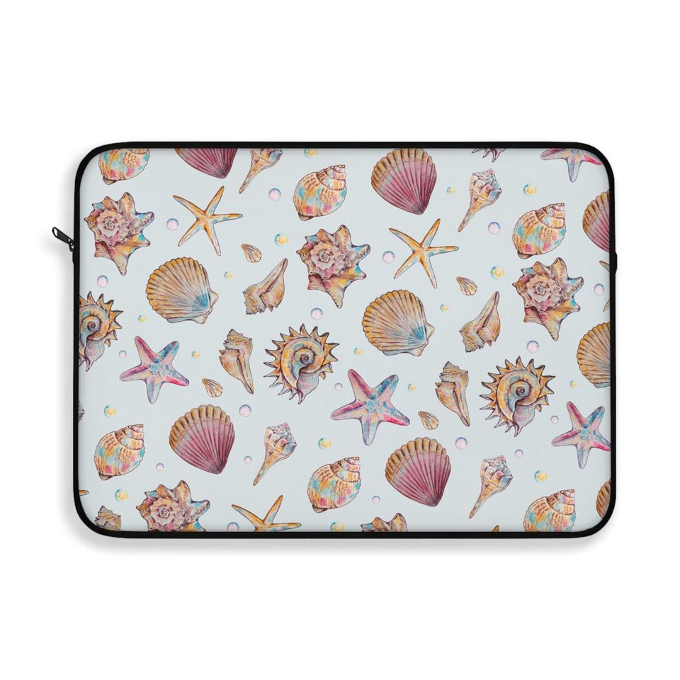 Seashell Laptop Sleeve, Coastal Chic Design for Beach Lovers, MacBook Sleeve, Cute Bag