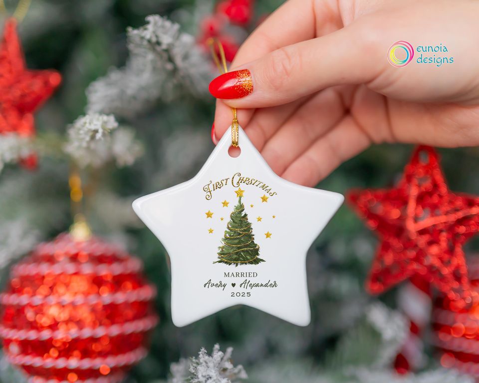 First Christmas Married Ornament Personalized Married Xmas Ornamen