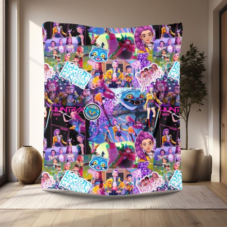 Personalized Demon Hunter Sherpa Fleece Blanket, Ultra Soft Plush Gift