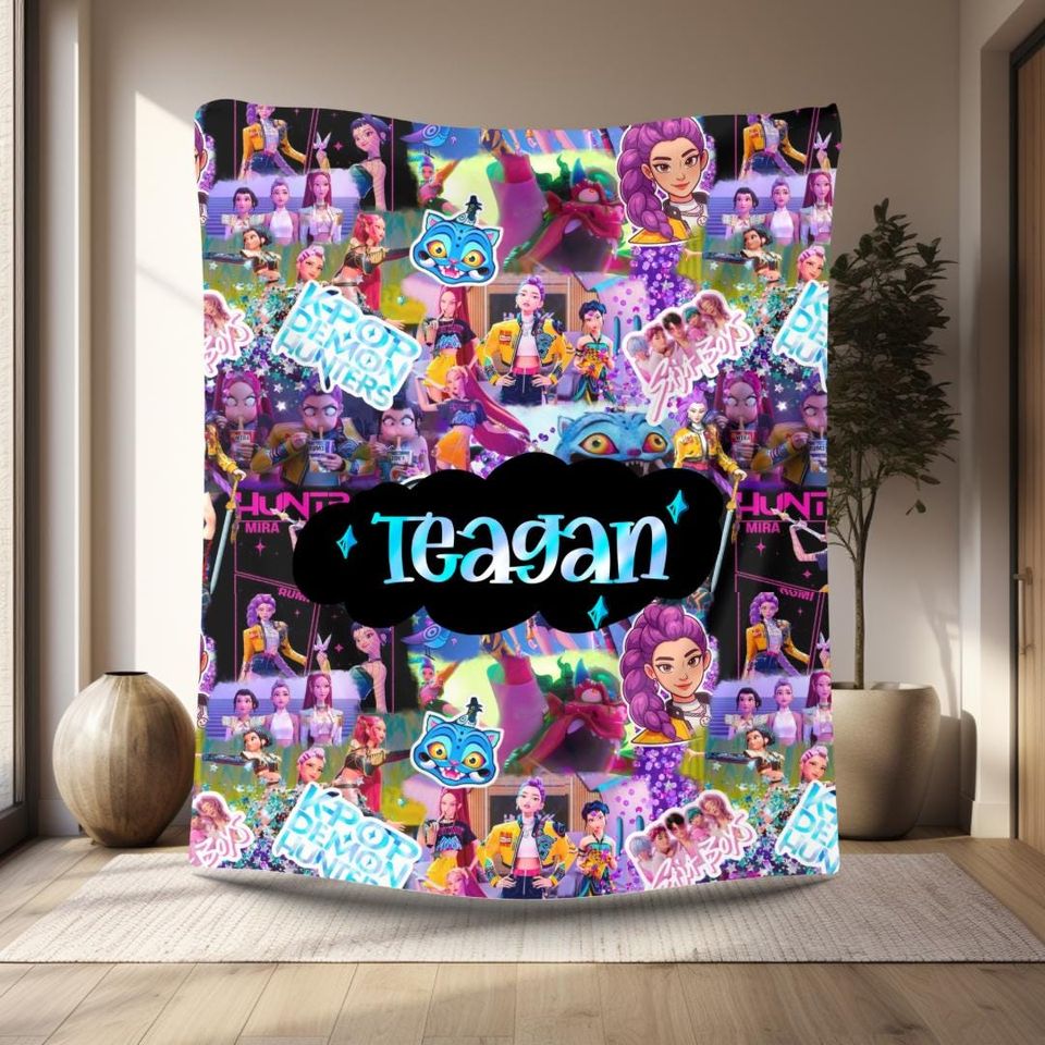 Personalized Demon Hunter Sherpa Fleece Blanket, Ultra Soft Plush Gift
