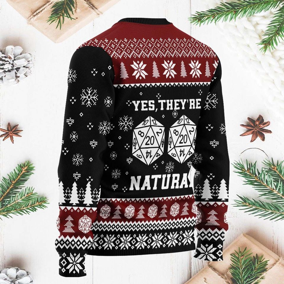 Yes They're Natural DnD Ugly Christmas Sweater, Funny Dungeons & Dragons Xmas Sweater