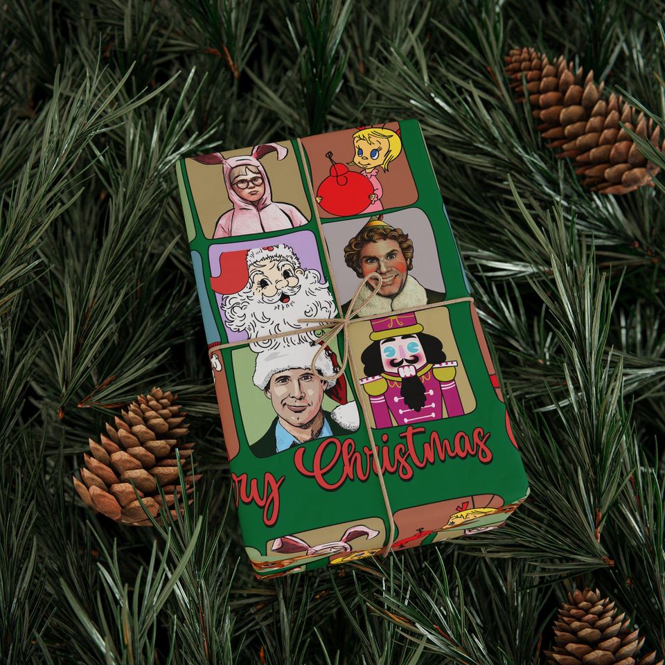 Funny Christmas Movie Wrapping Paper, Silly Xmas Gift Wrap