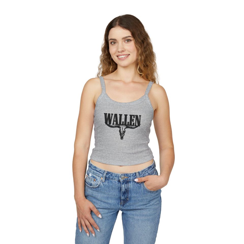 Wallen Western Spaghetti Strap Tank Top - Animal Skull Design