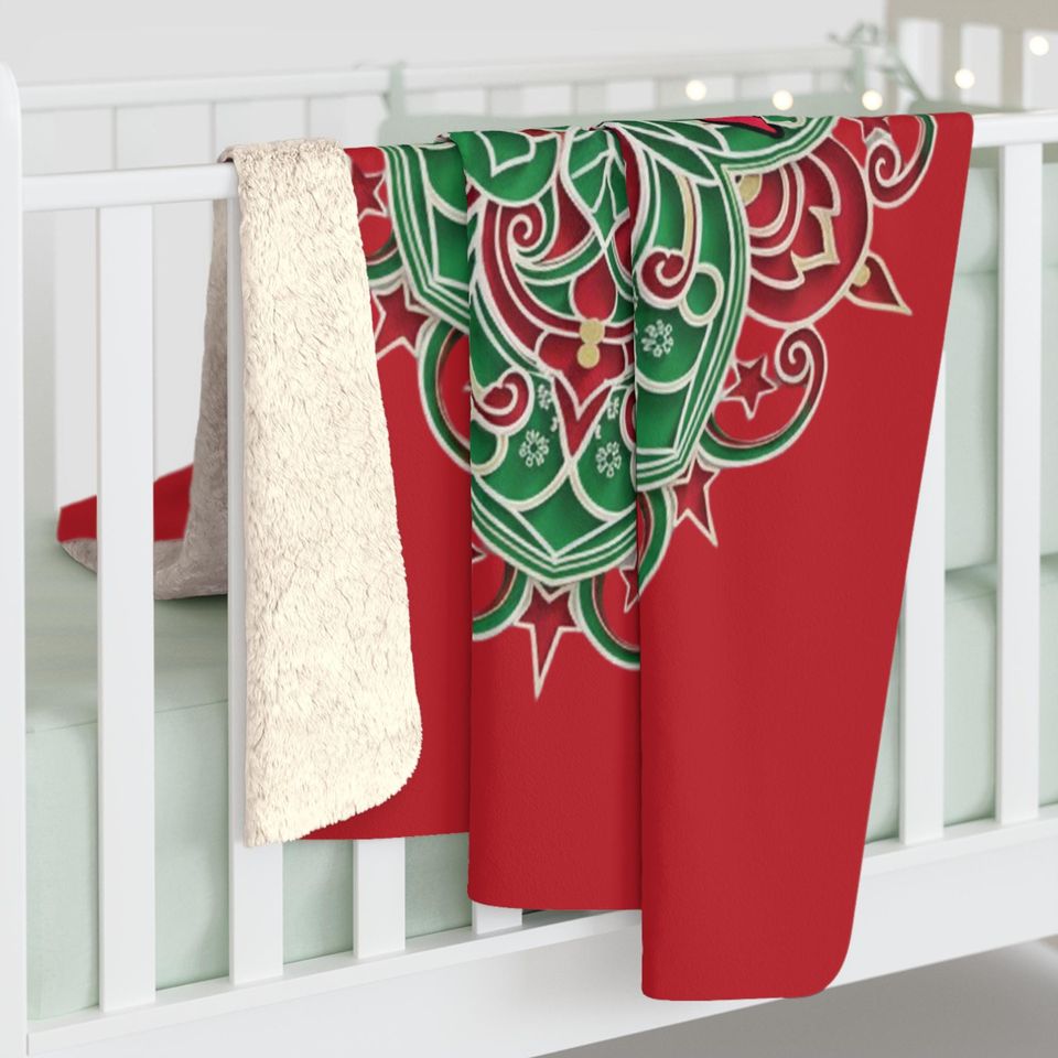 Christmas Dancing Bears Mandala Sherpa Fleece Blanket