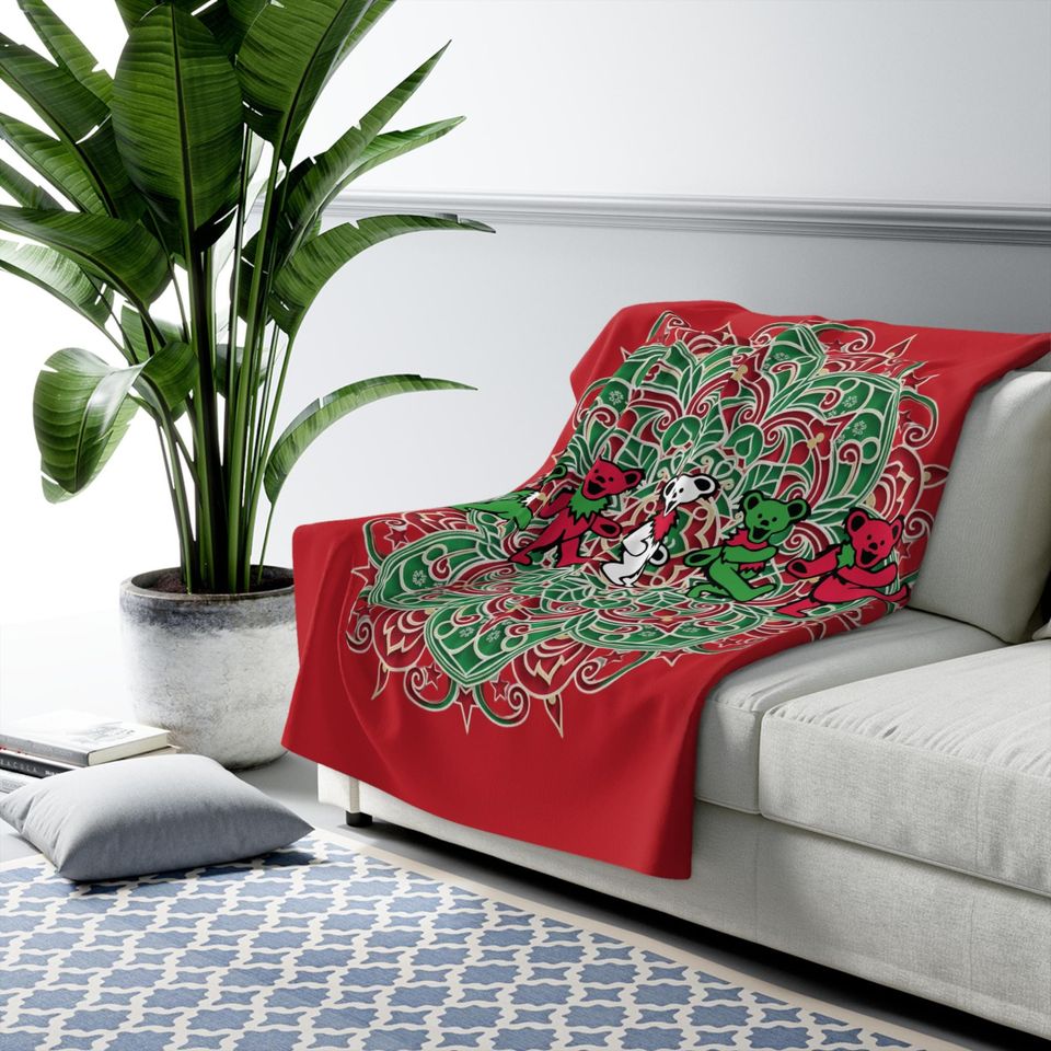 Christmas Dancing Bears Mandala Sherpa Fleece Blanket