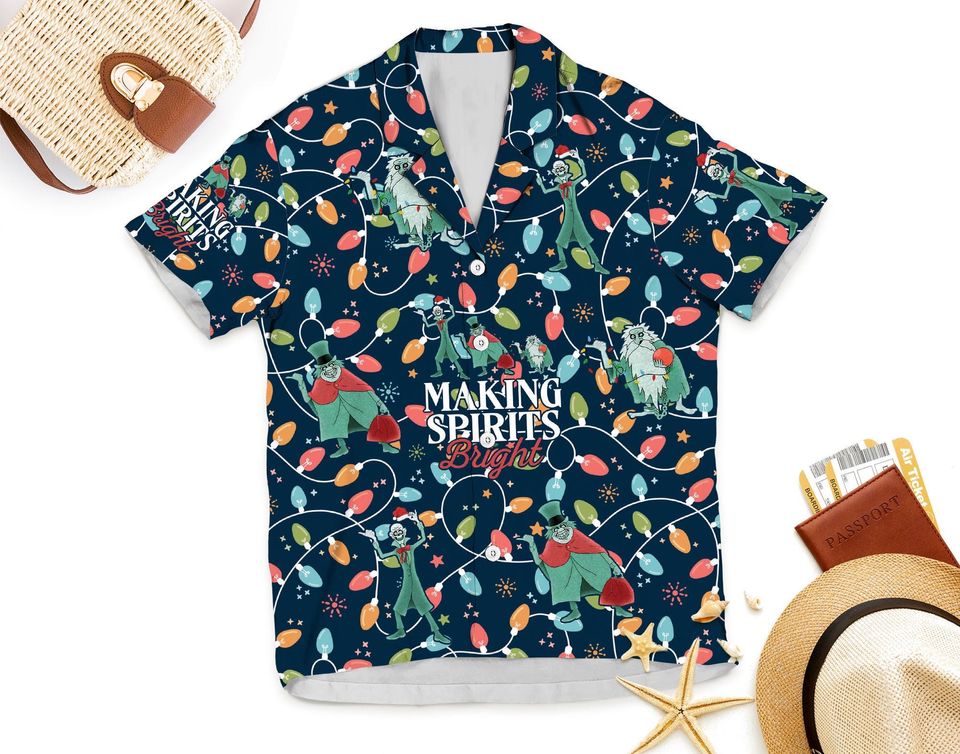 Christmas Lights Disney Hawaiian Shirt, Haunted Mansion Shirt