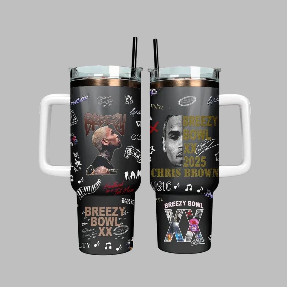 Chris Brown Breezy Bowl 40oz Tumbler with Handle