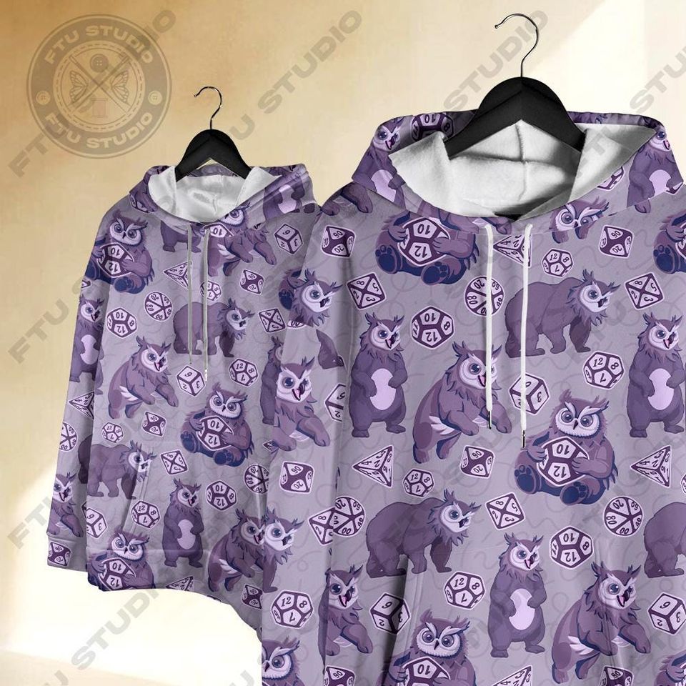 Owlbear Dice Hoodie: Funny Dungeon Master Fantasy Game