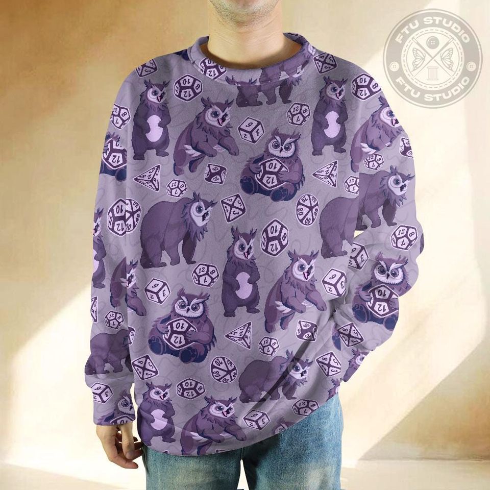 Owlbear Dice Hoodie - Fantasy Game Dungeon Master 3D