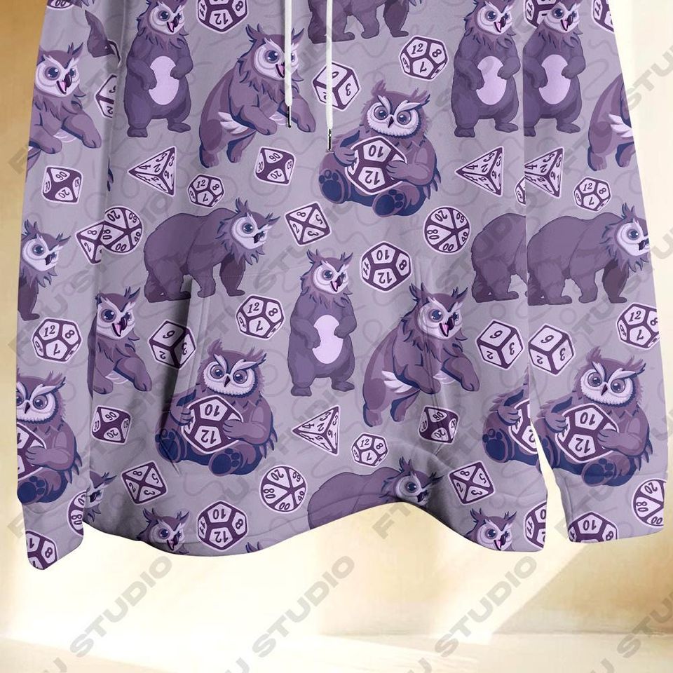 Owlbear Dice Hoodie: Funny Dungeon Master Fantasy Game