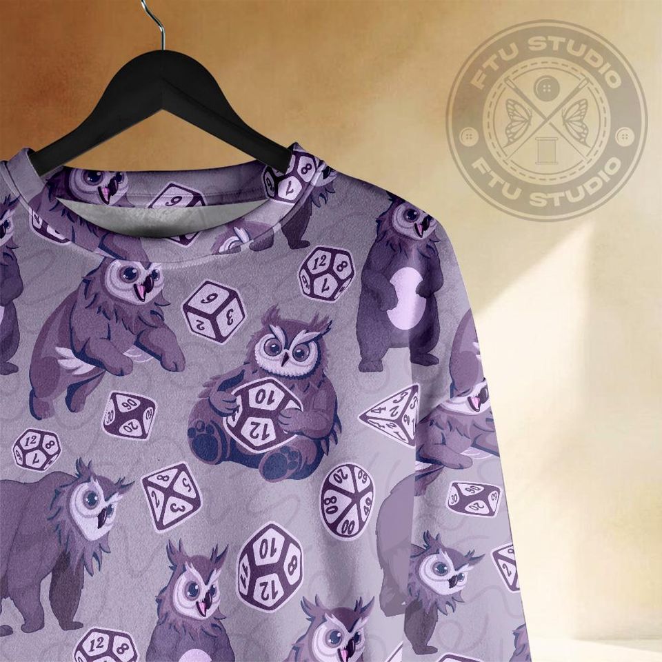 Owlbear Dice Hoodie - Fantasy Game Dungeon Master 3D